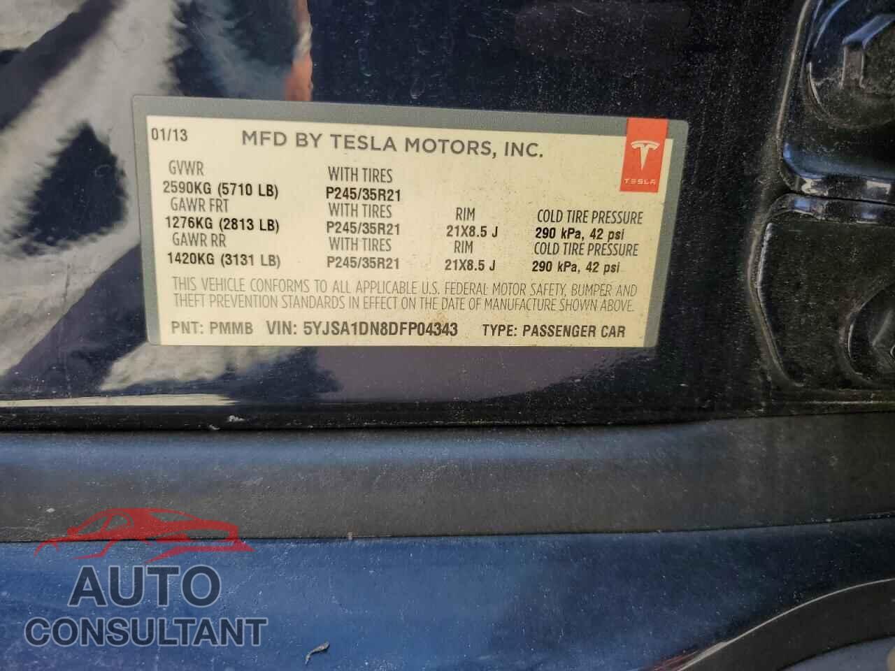 TESLA MODEL S 2013 - 5YJSA1DN8DFP04343