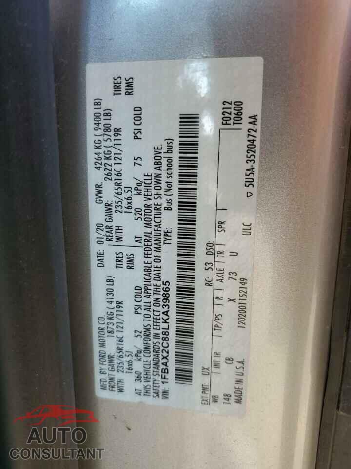 FORD TRANSIT 2020 - 1FBAX2C88LKA39865