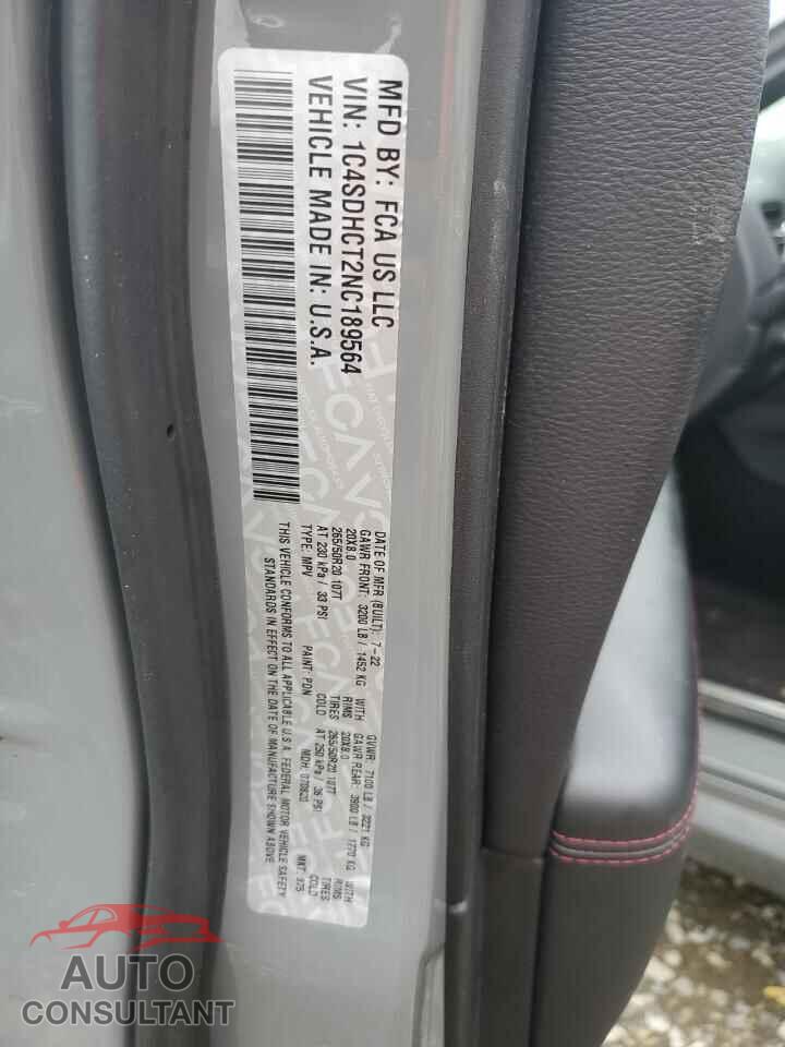 DODGE DURANGO 2022 - 1C4SDHCT2NC189564
