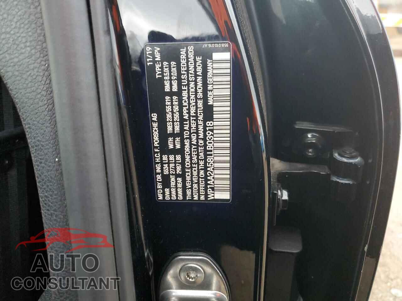 PORSCHE MACAN 2020 - WP1AA2A58LLB03918