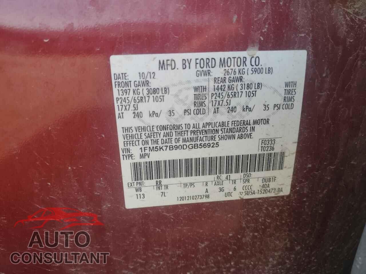 FORD EXPLORER 2013 - 1FM5K7B90DGB56925