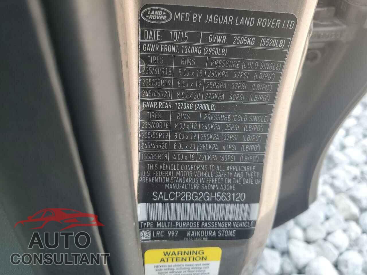 LAND ROVER DISCOVERY 2016 - SALCP2BG2GH563120