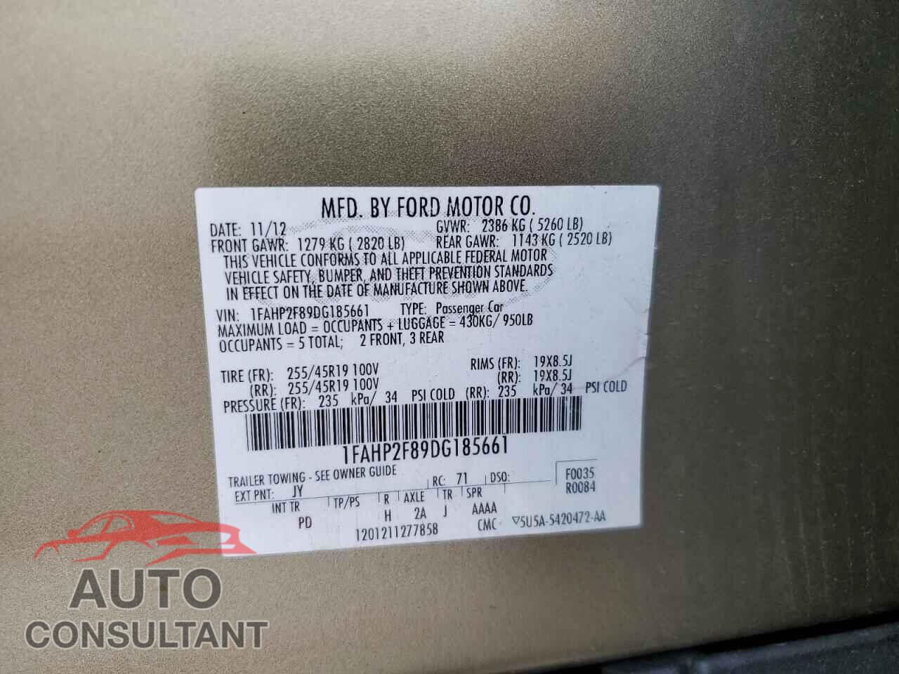 FORD TAURUS 2013 - 1FAHP2F89DG185661