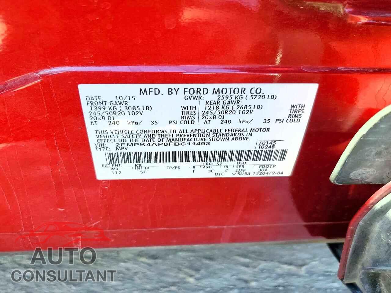 FORD EDGE 2015 - 2FMPK4AP8FBC11493