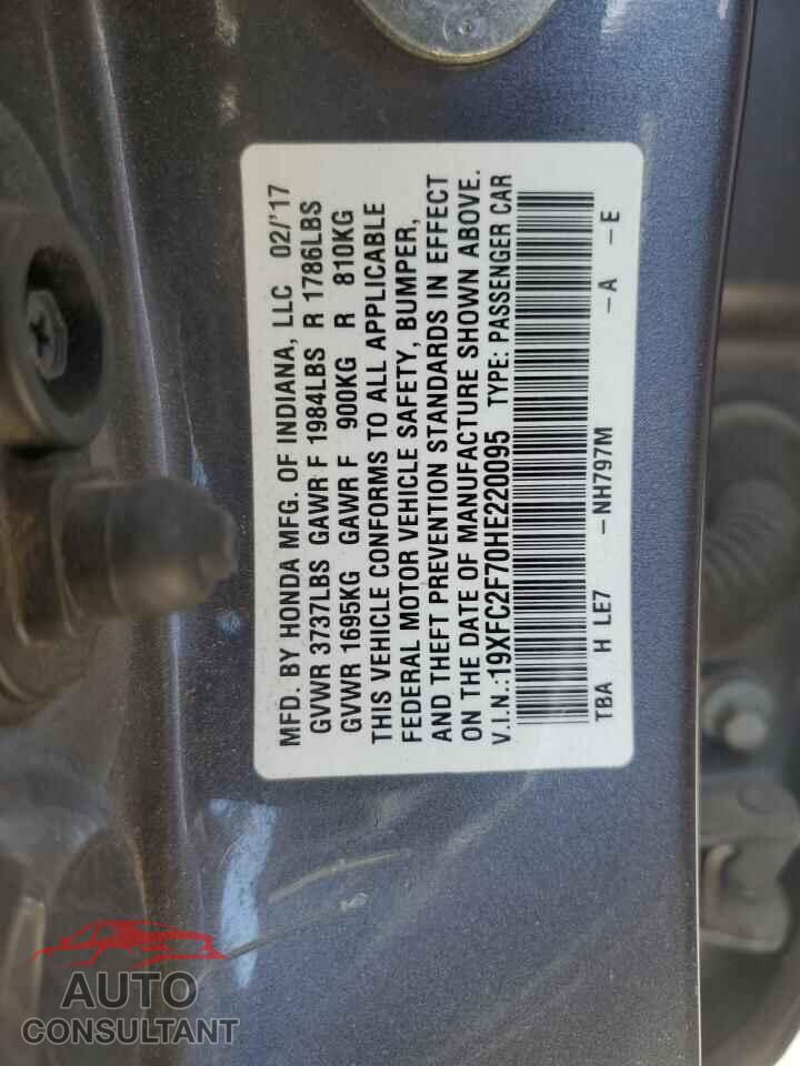HONDA CIVIC 2017 - 19XFC2F70HE220095