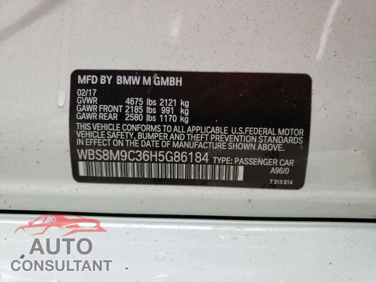 BMW M3 2017 - WBS8M9C36H5G86184