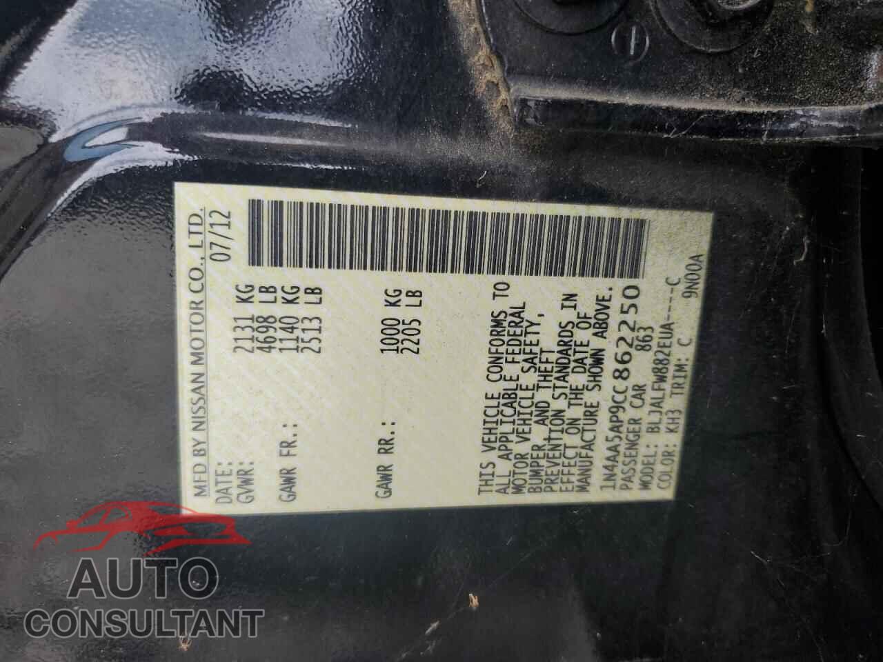 NISSAN MAXIMA 2012 - 1N4AA5AP9CC862250