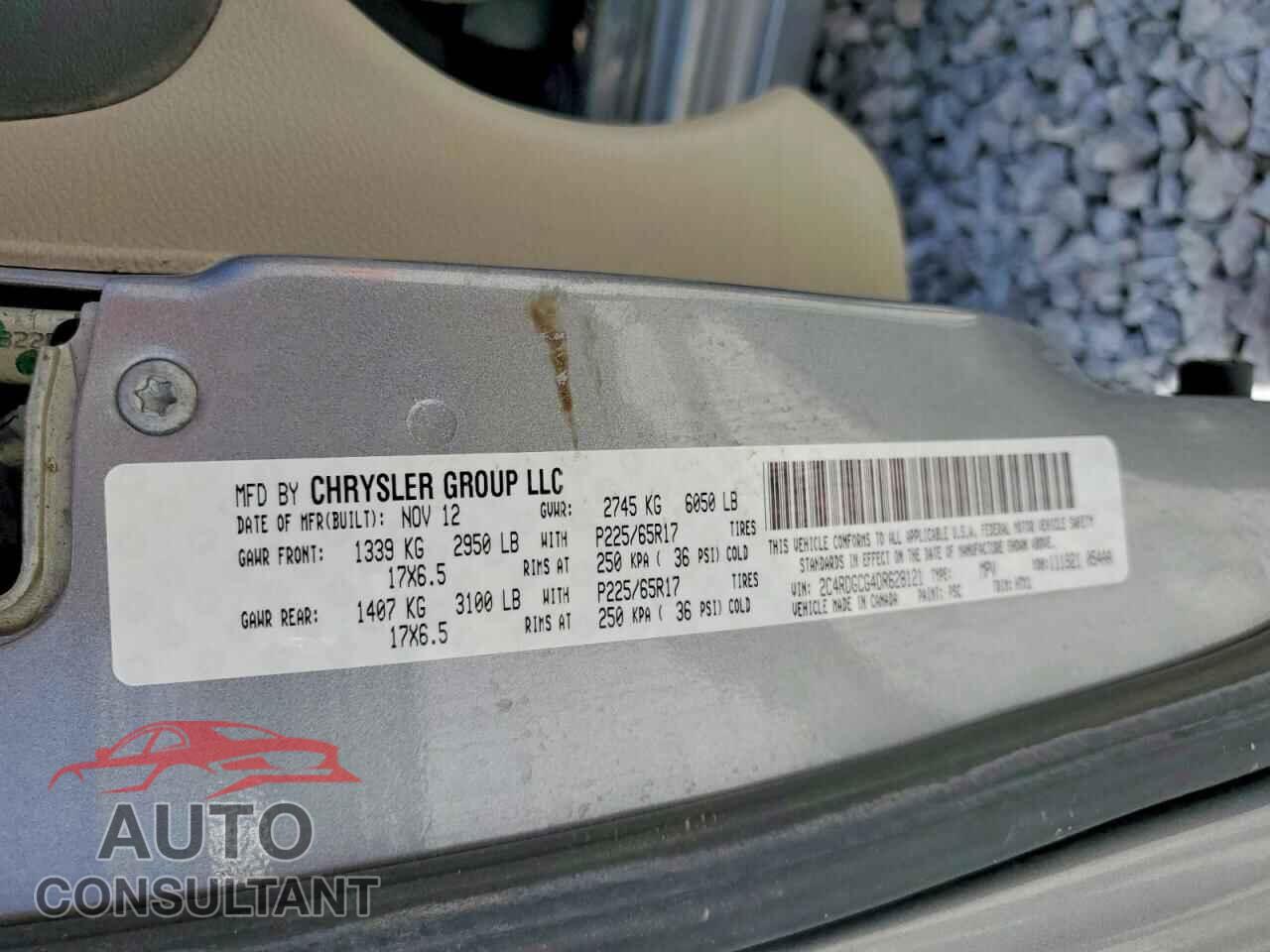 DODGE CARAVAN 2013 - 2C4RDGCG4DR628121