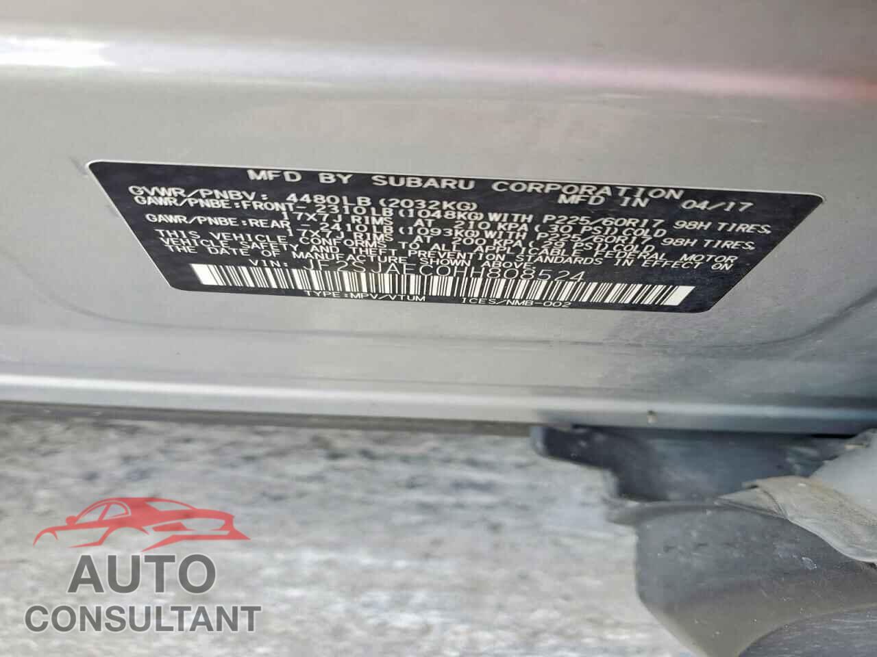 SUBARU FORESTER 2017 - JF2SJAEC0HH808524