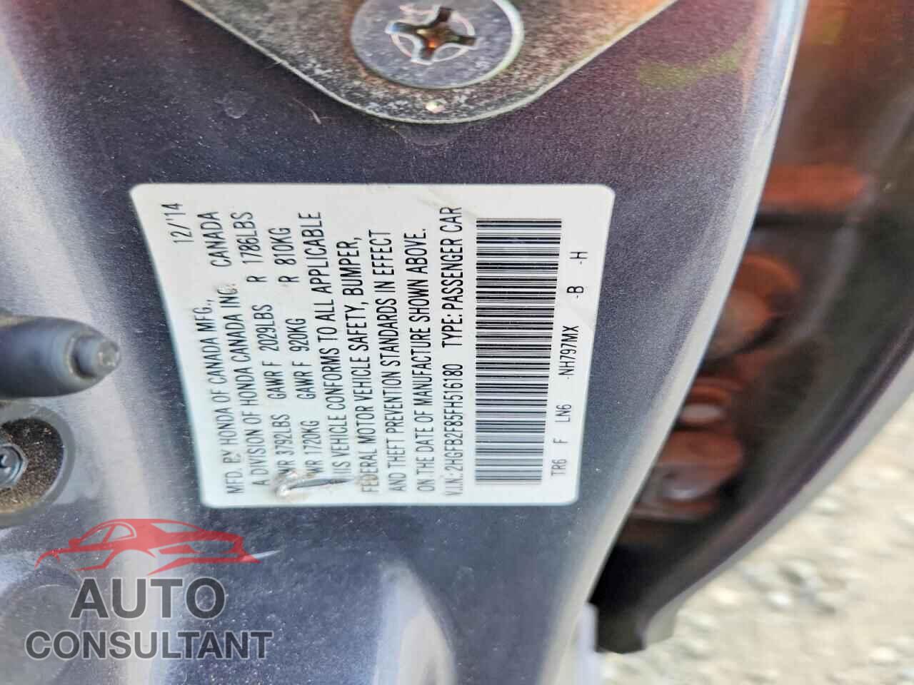 HONDA CIVIC 2015 - 2HGFB2F85FH516180