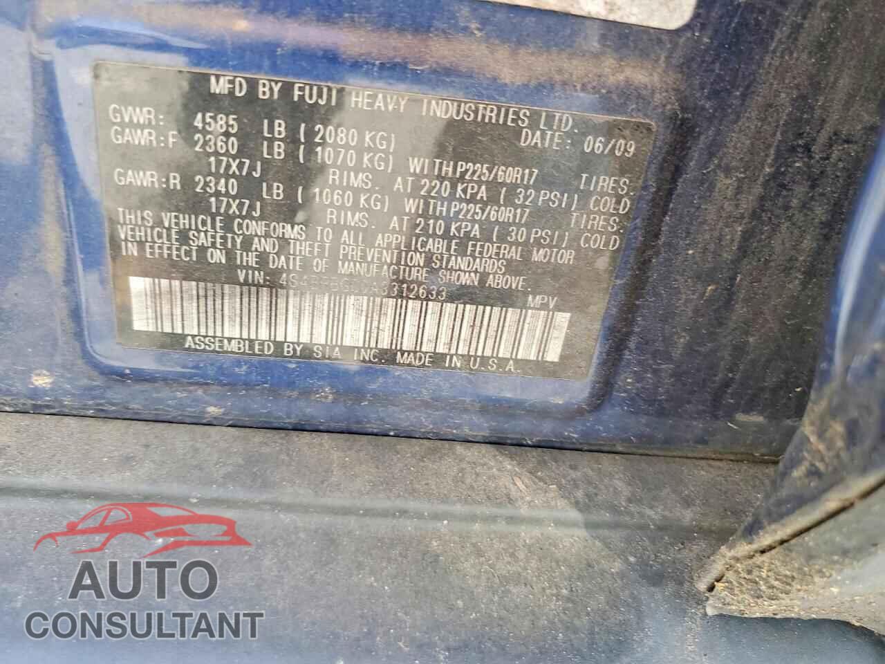 SUBARU OUTBACK 2010 - 4S4BRBGC0A3312633