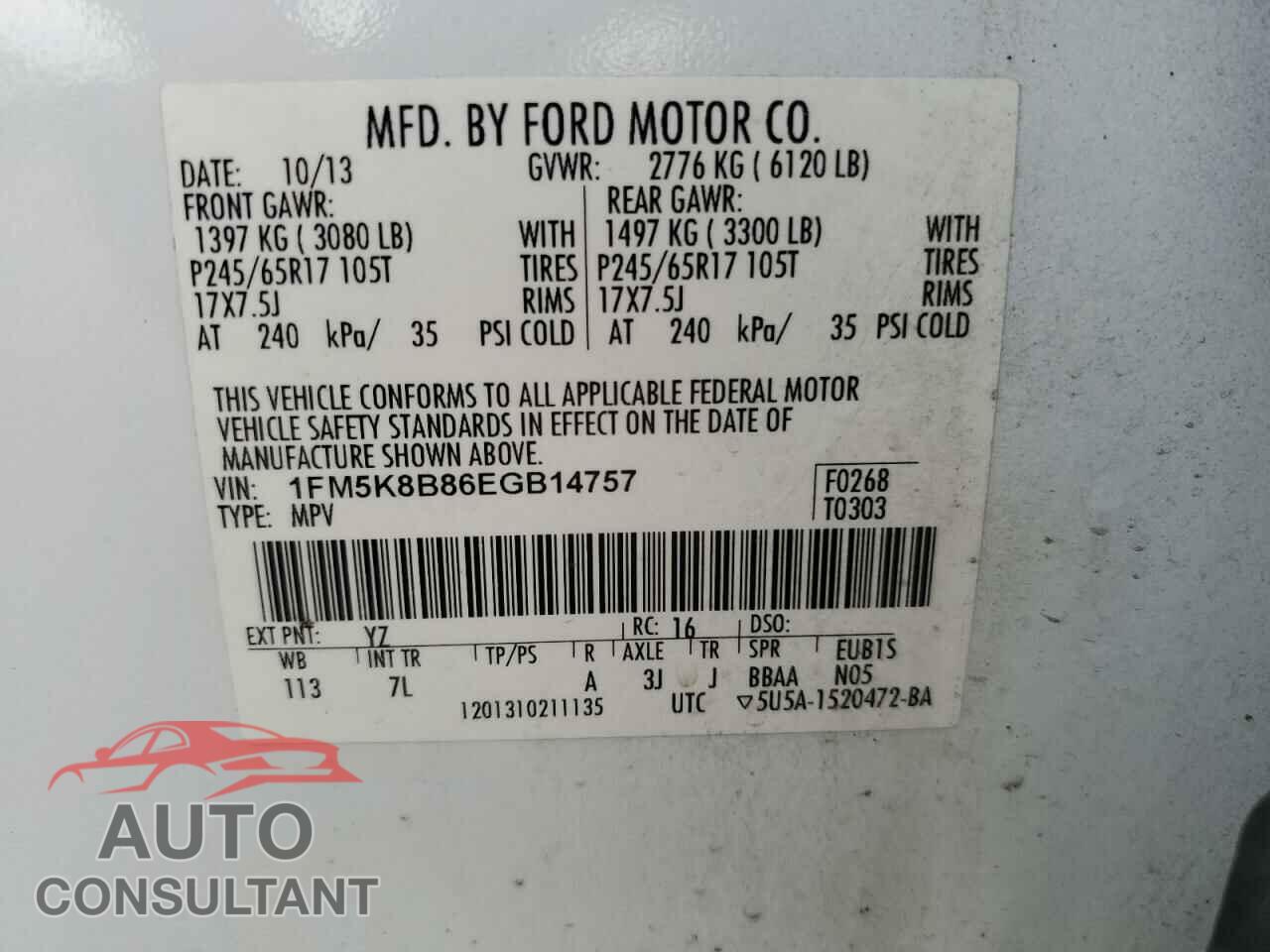 FORD EXPLORER 2014 - 1FM5K8B86EGB14757