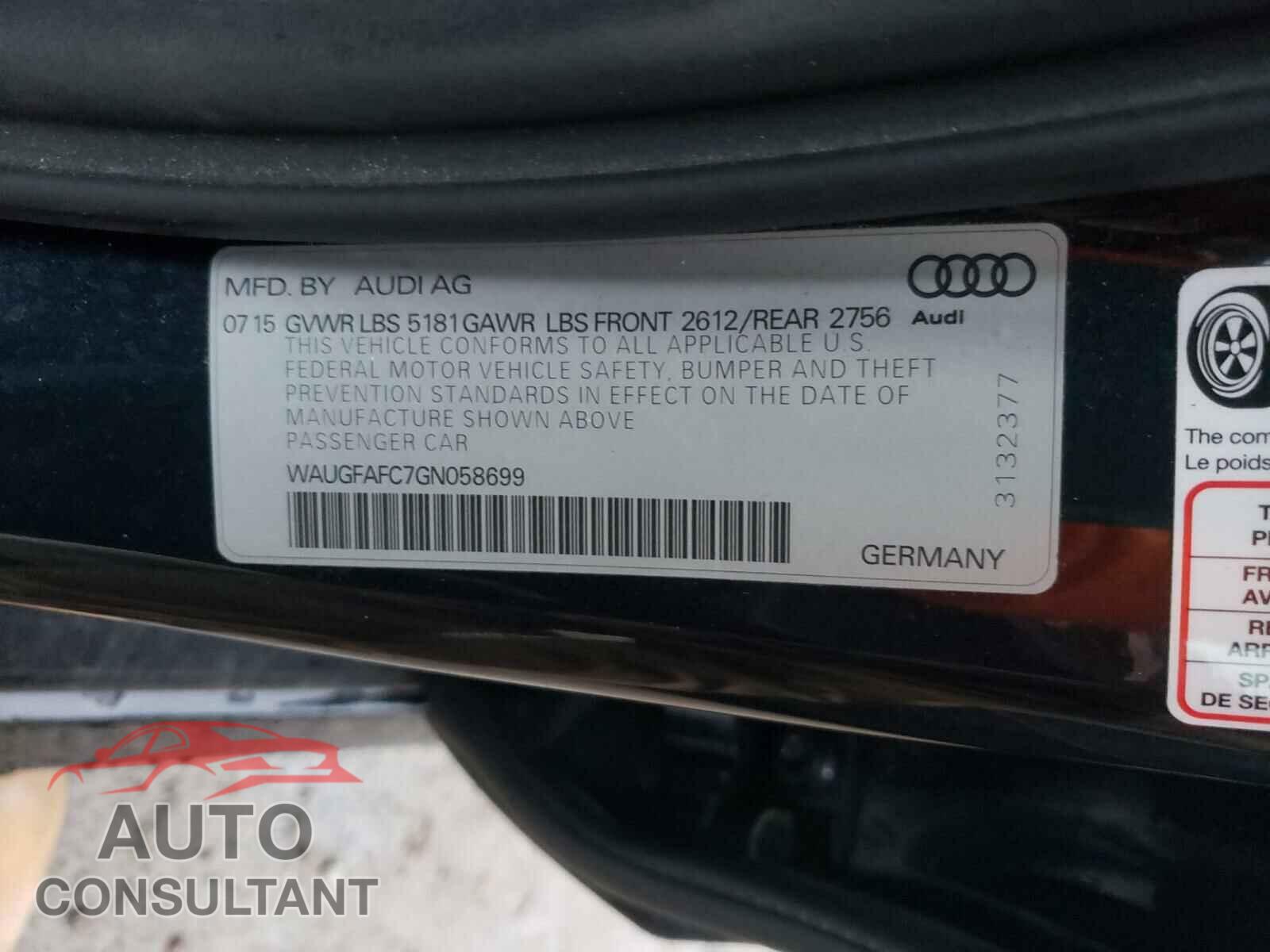 AUDI A6 2016 - WAUGFAFC7GN058699