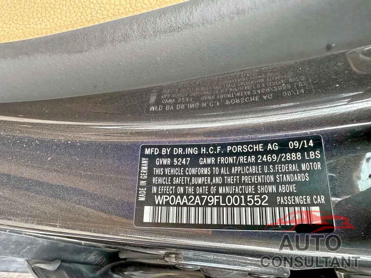 PORSCHE PANAMERA 2015 - WP0AA2A79FL001552