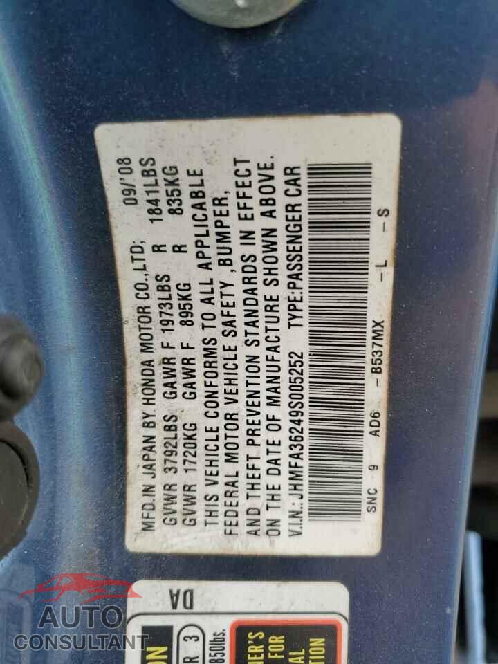 HONDA CIVIC 2009 - JHMFA36249S005252