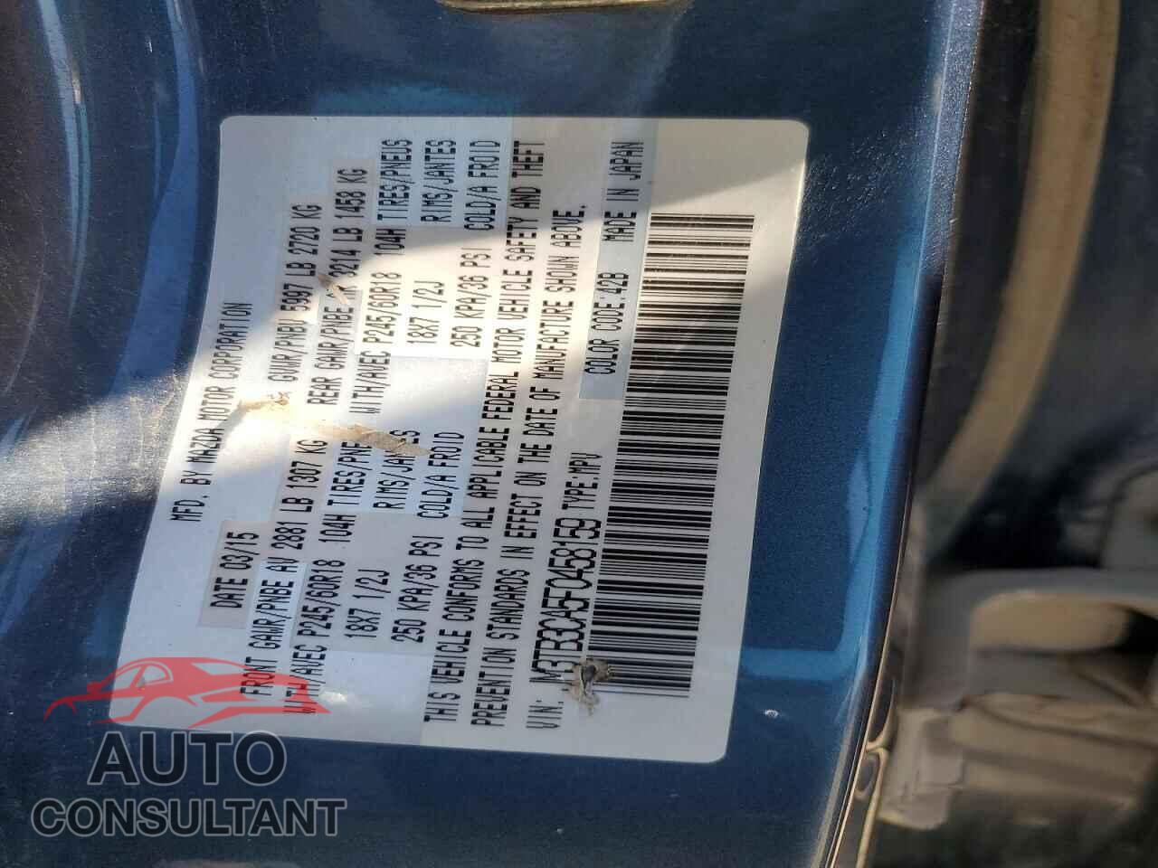 MAZDA CX-9 2015 - JM3TB3CA5F0458159