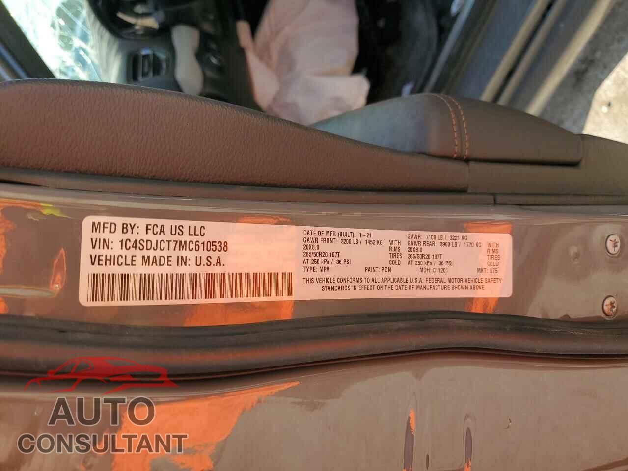 DODGE DURANGO 2021 - 1C4SDJCT7MC610538
