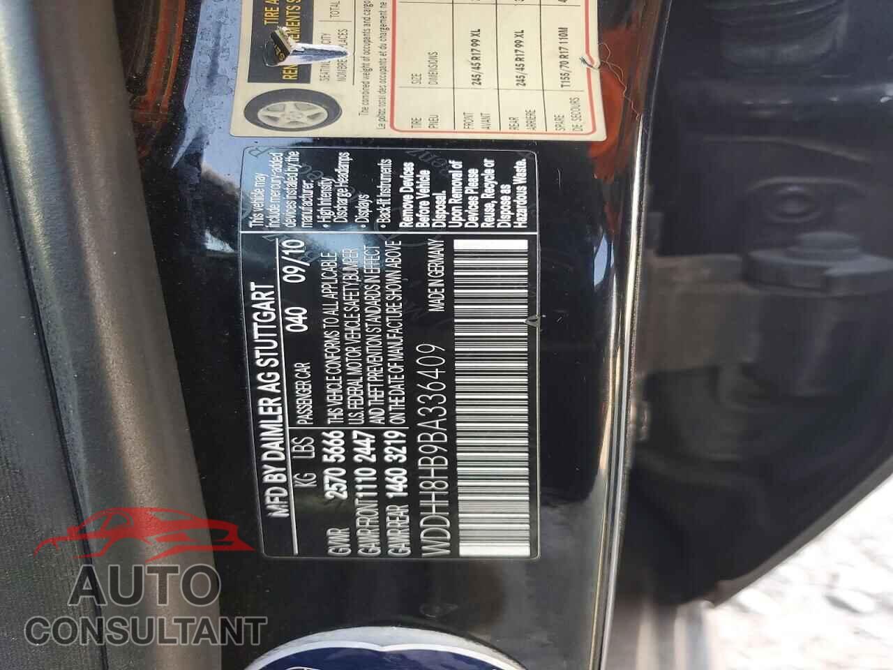 MERCEDES-BENZ E-CLASS 2011 - WDDHH8HB9BA336409
