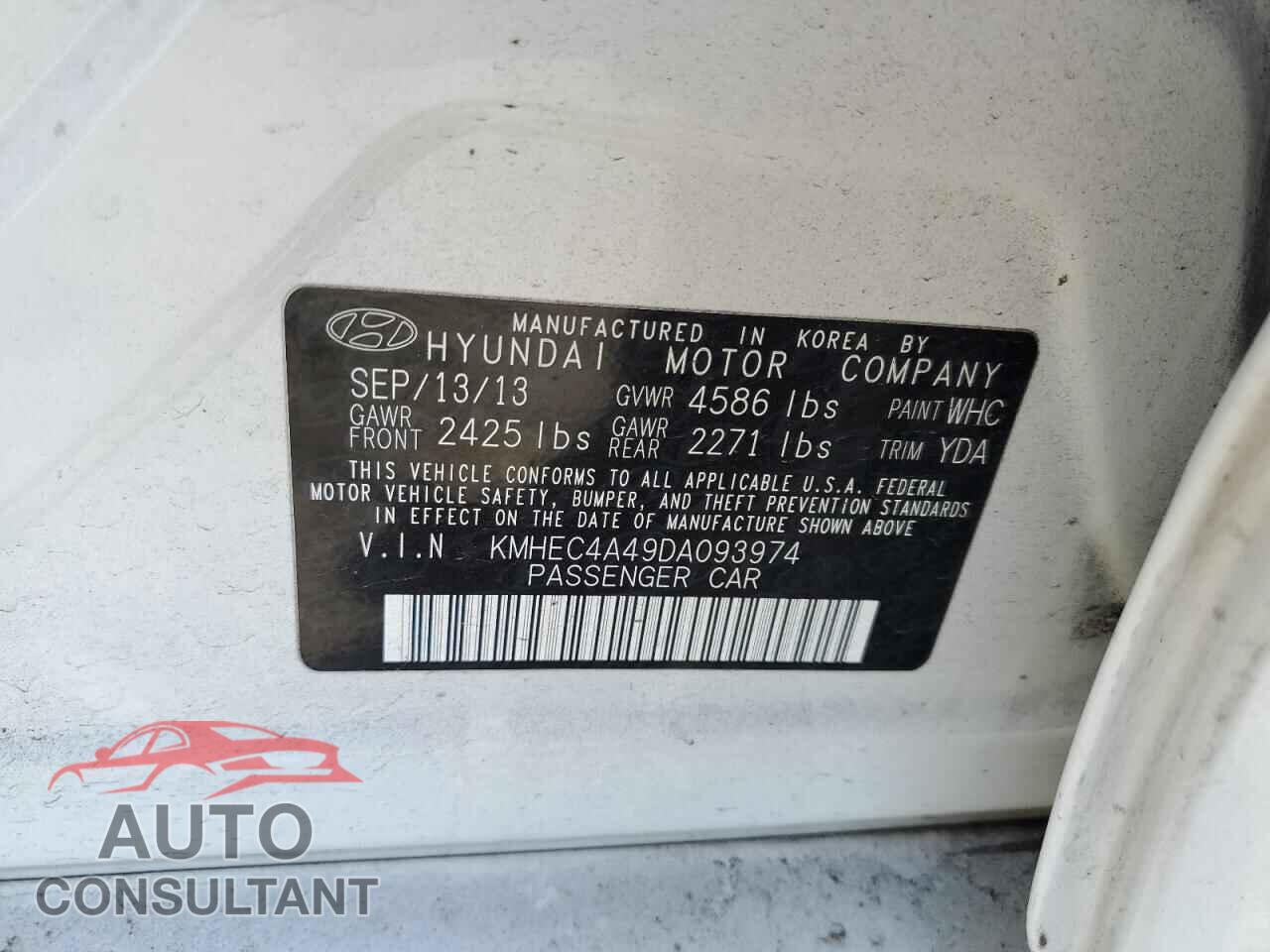 HYUNDAI SONATA 2013 - KMHEC4A49DA093974