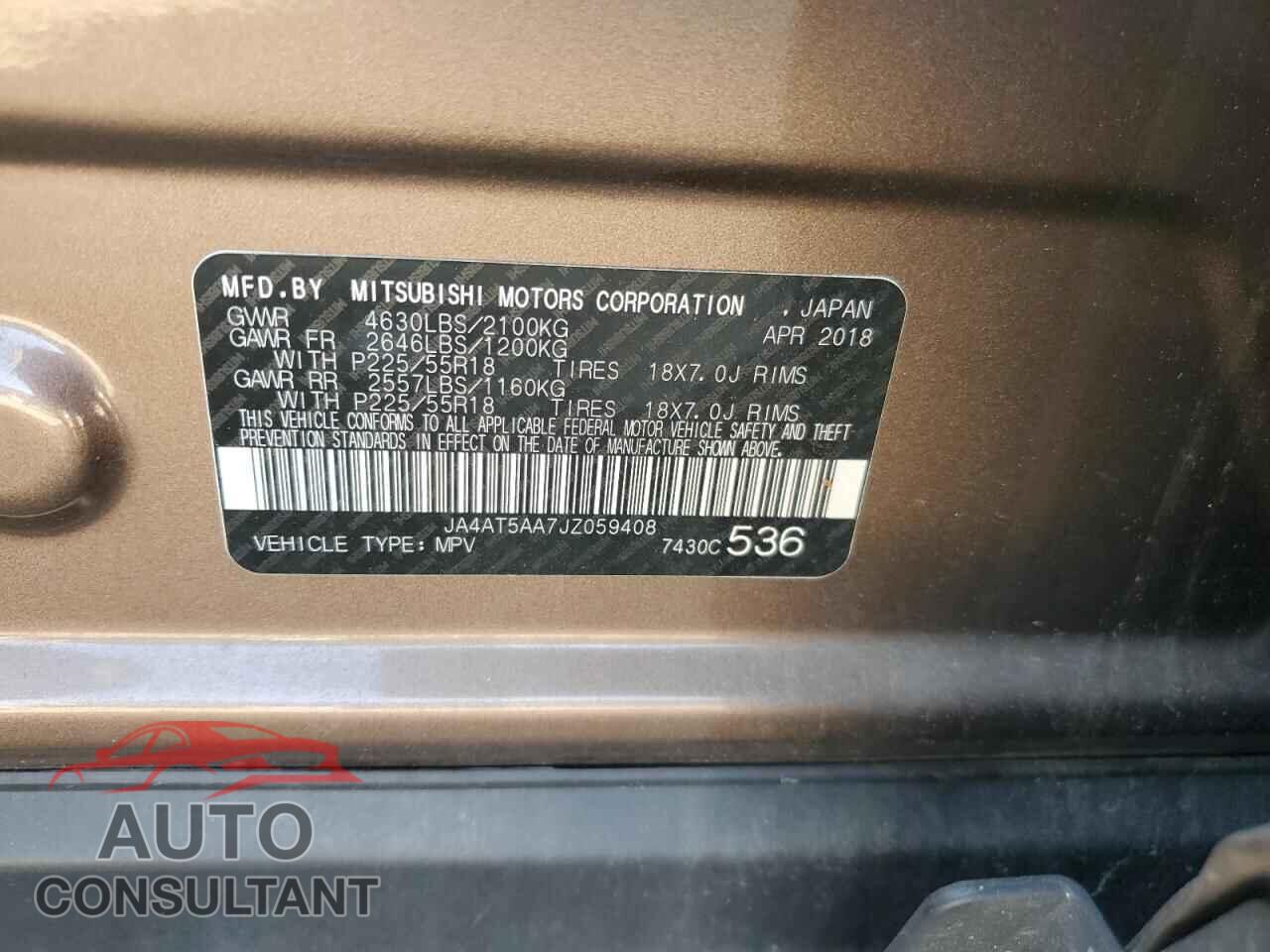 MITSUBISHI ECLIPSE 2018 - JA4AT5AA7JZ059408