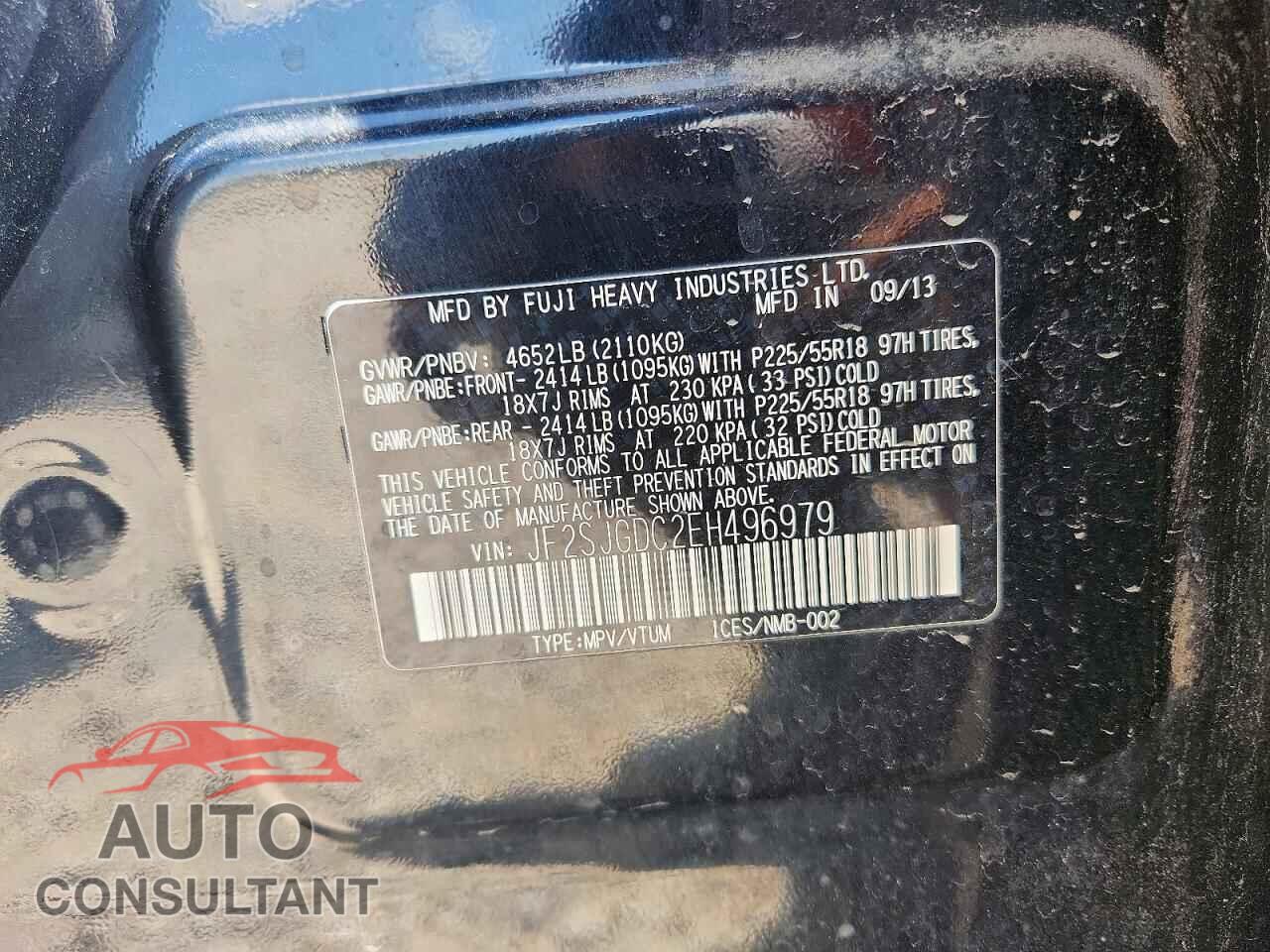 SUBARU FORESTER 2014 - JF2SJGDC2EH496979