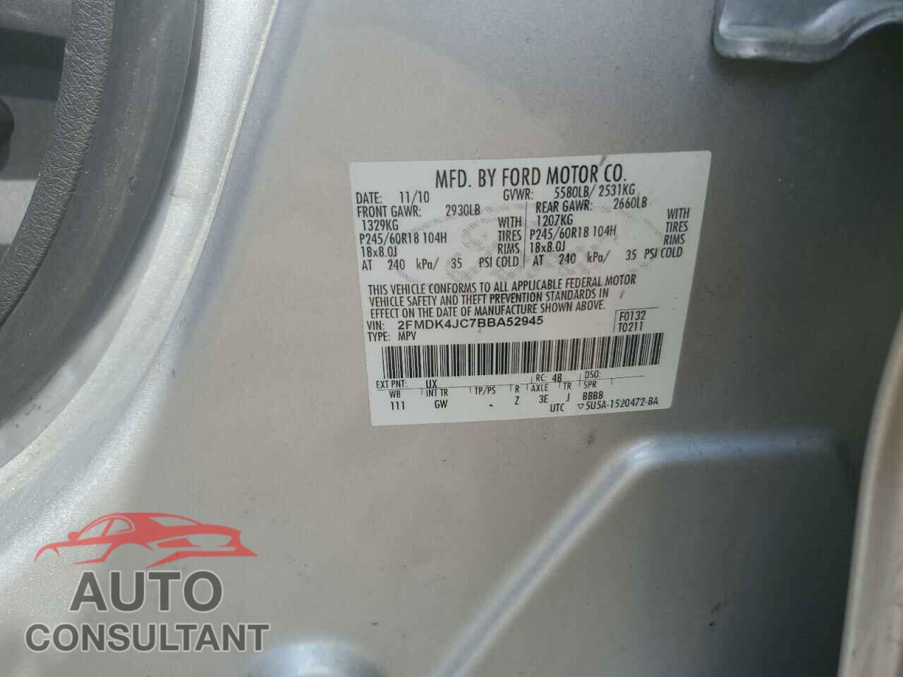 FORD EDGE 2011 - 2FMDK4JC7BBA52945