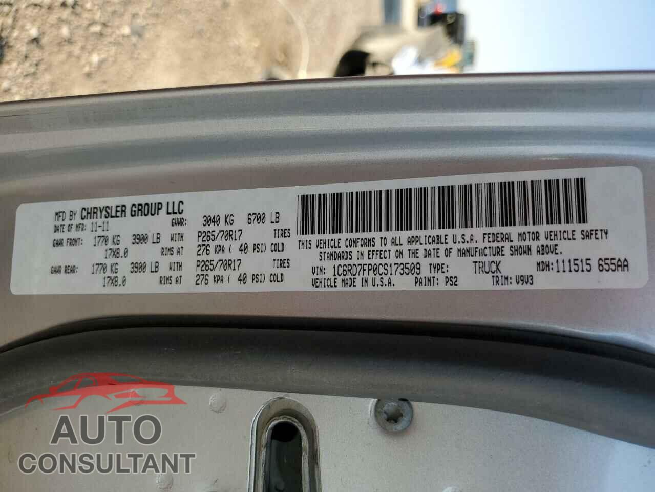 DODGE RAM 1500 2012 - 1C6RD7FP0CS173509