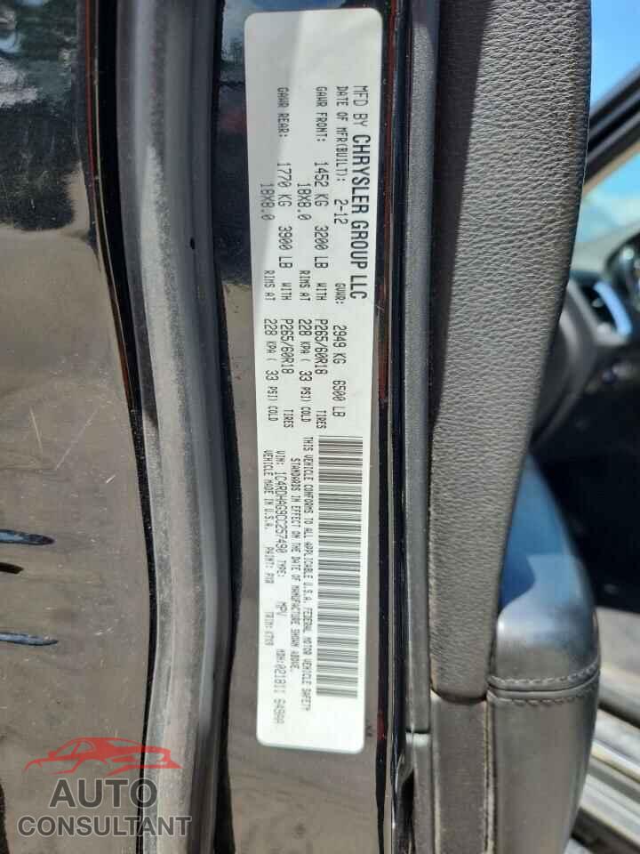 DODGE DURANGO 2012 - 1C4RDHAG9CC257490