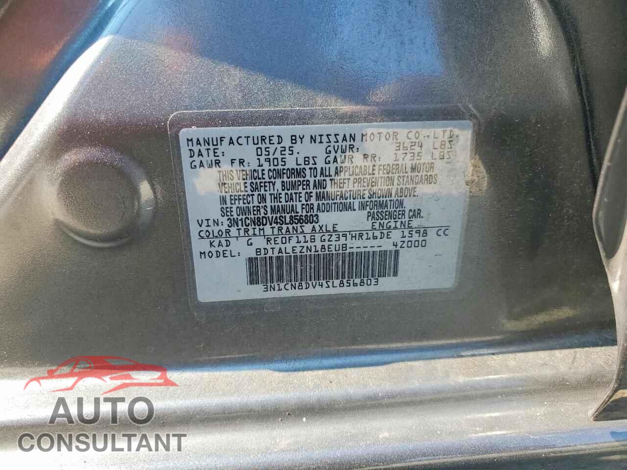 NISSAN VERSA 2025 - 3N1CN8DV4SL856803