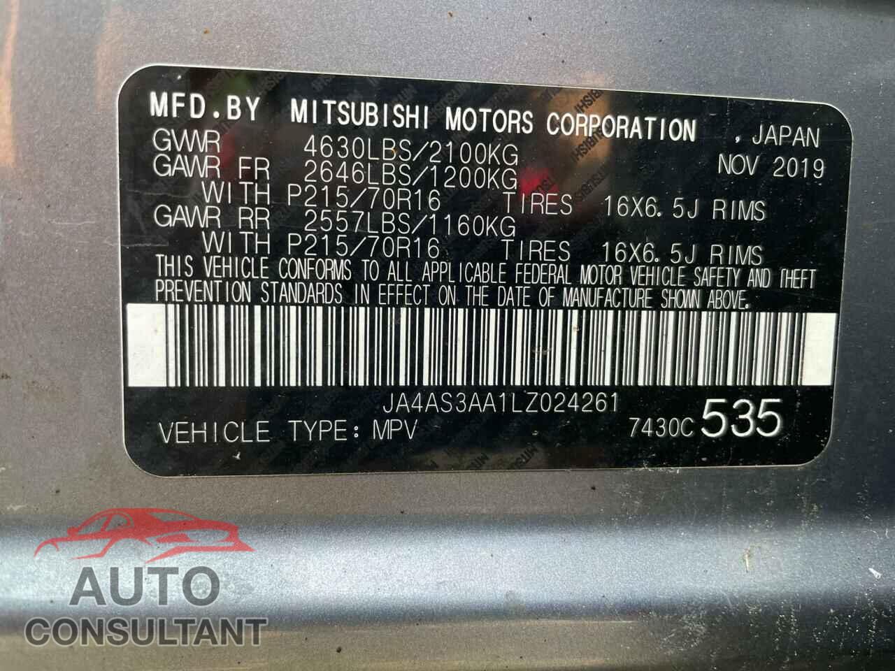 MITSUBISHI ECLIPSE 2020 - JA4AS3AA1LZ024261