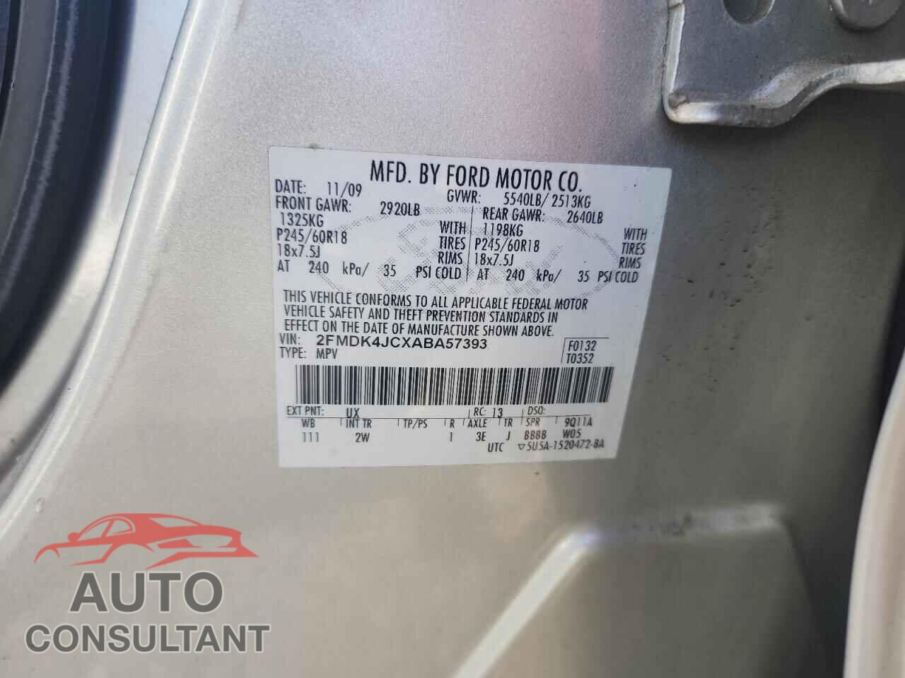 FORD EDGE 2010 - 2FMDK4JCXABA57393