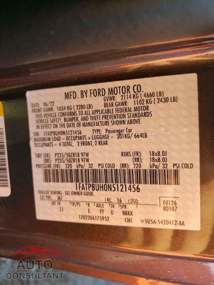 FORD MUSTANG 2022 - 1FATP8UH0N5121456