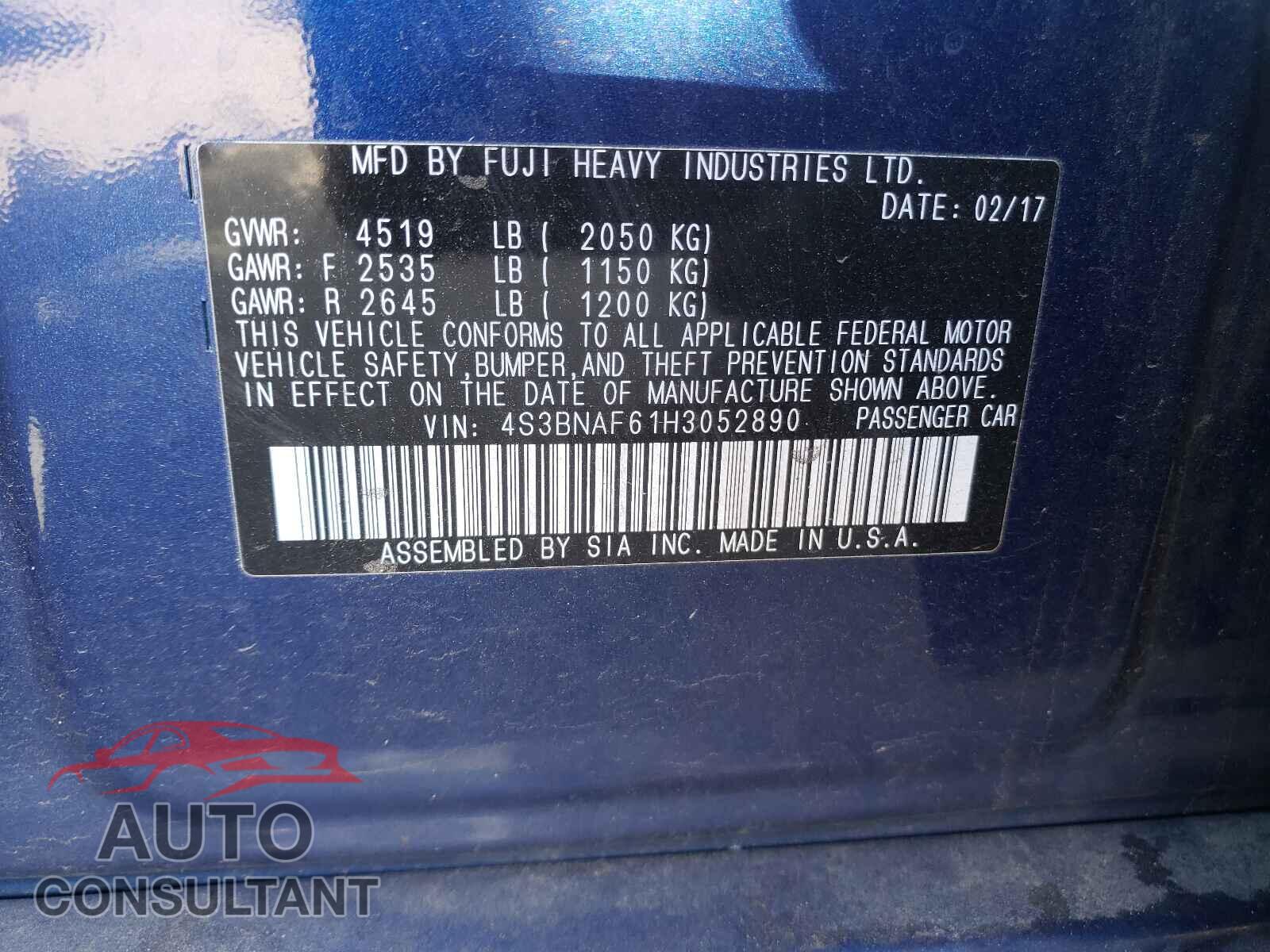 SUBARU LEGACY 2017 - 4S3BNAF61H3052890