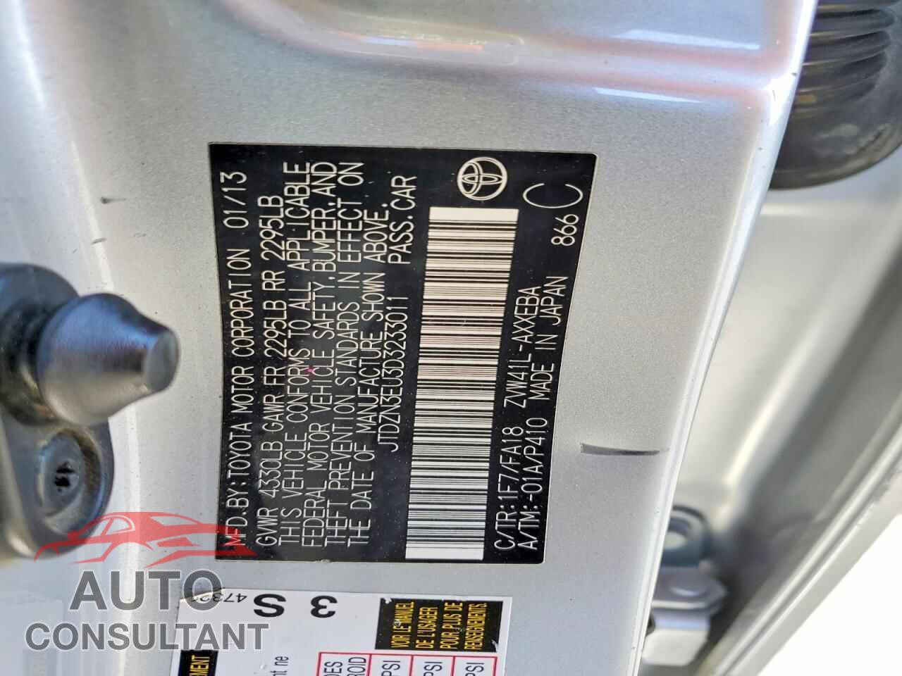 TOYOTA PRIUS 2013 - JTDZN3EU3D3233011