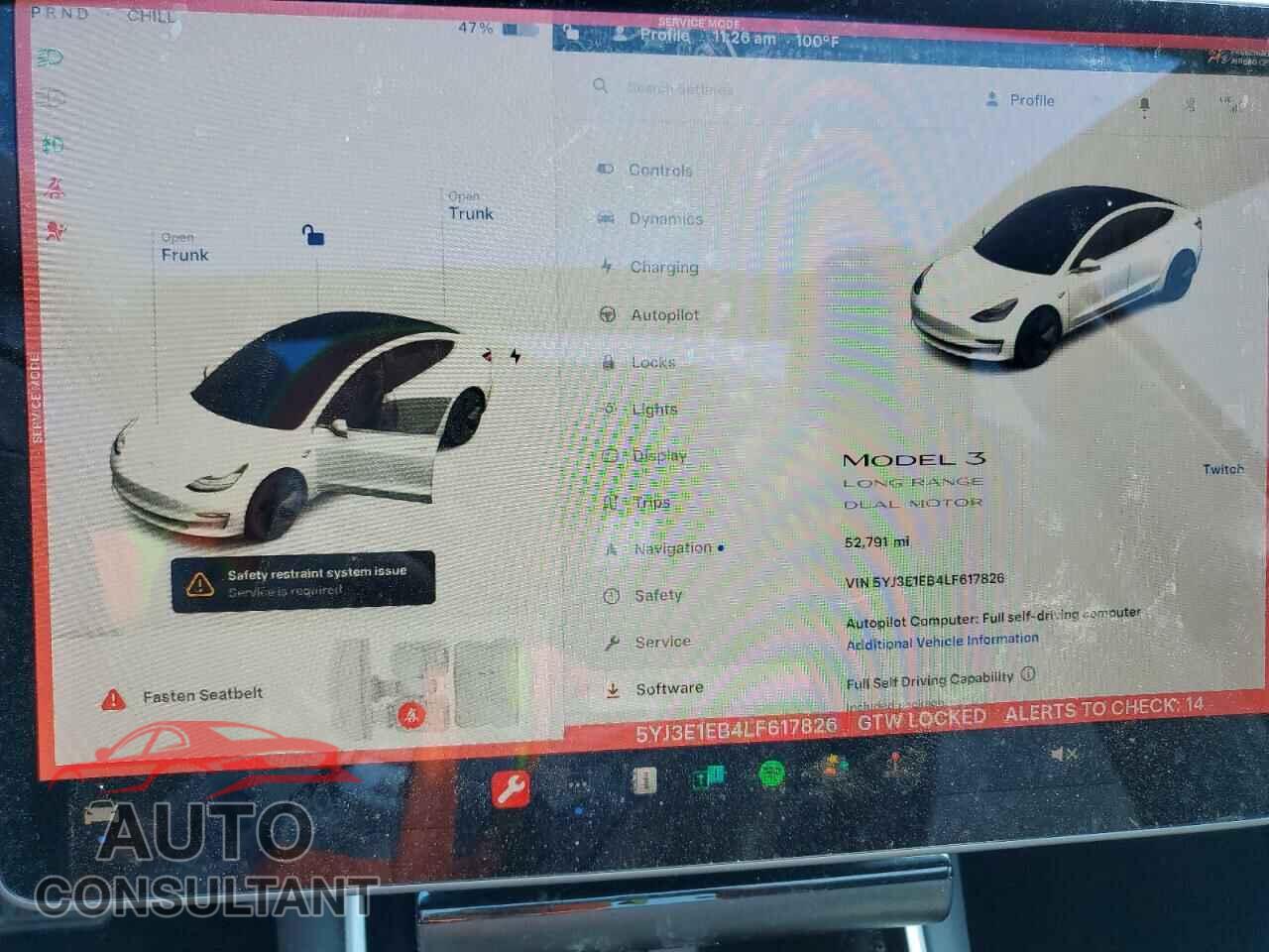 TESLA MODEL 3 2020 - 5YJ3E1EB4LF617826