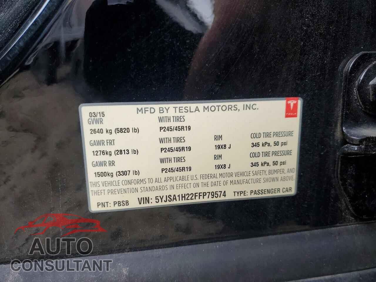 TESLA MODEL S 2015 - 5YJSA1H22FFP79574