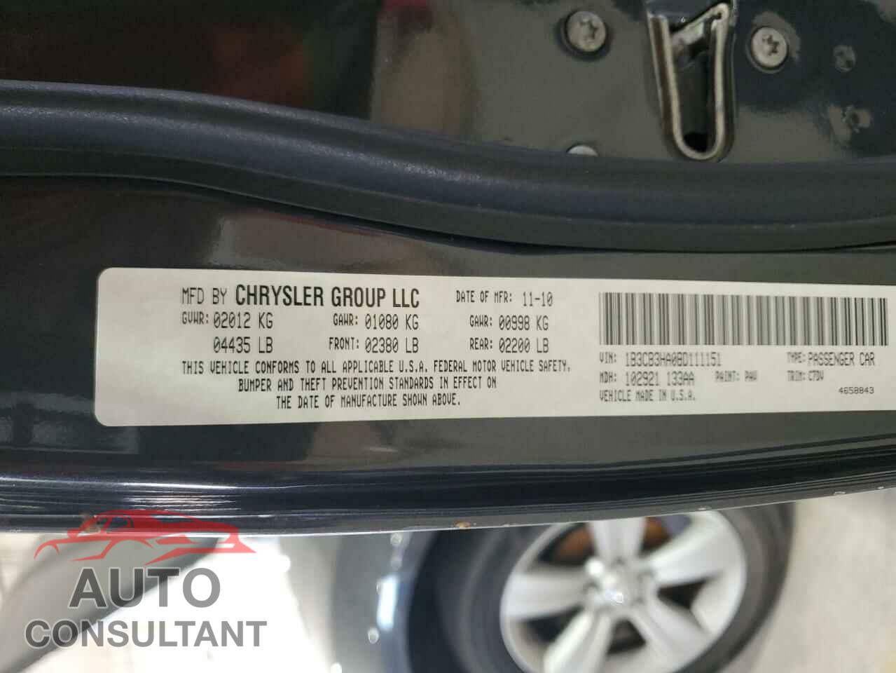 DODGE CALIBER 2011 - 1B3CB3HA0BD111151