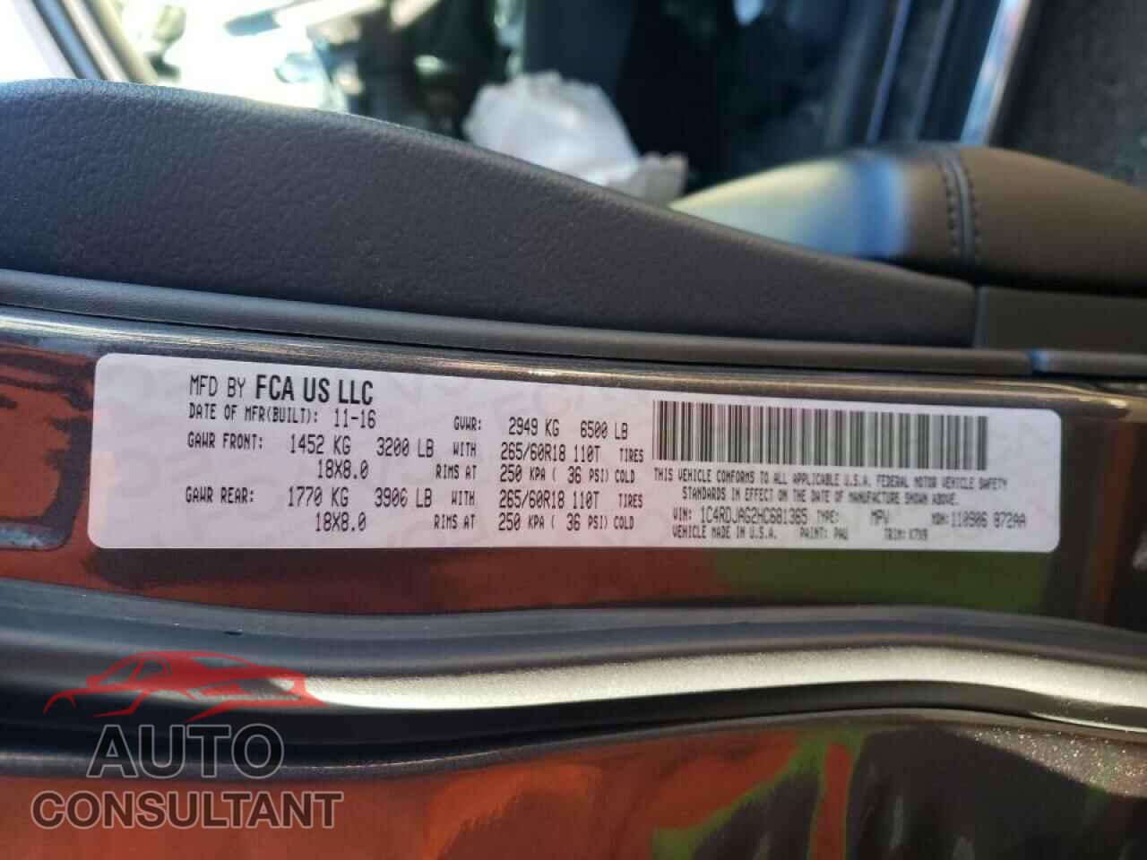 DODGE DURANGO 2017 - 1C4RDJAG2HC681365