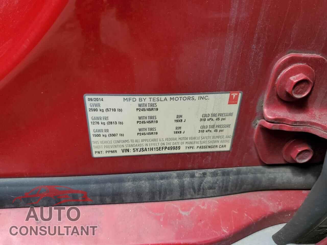 TESLA MODEL S 2014 - 5YJSA1H15EFP49989