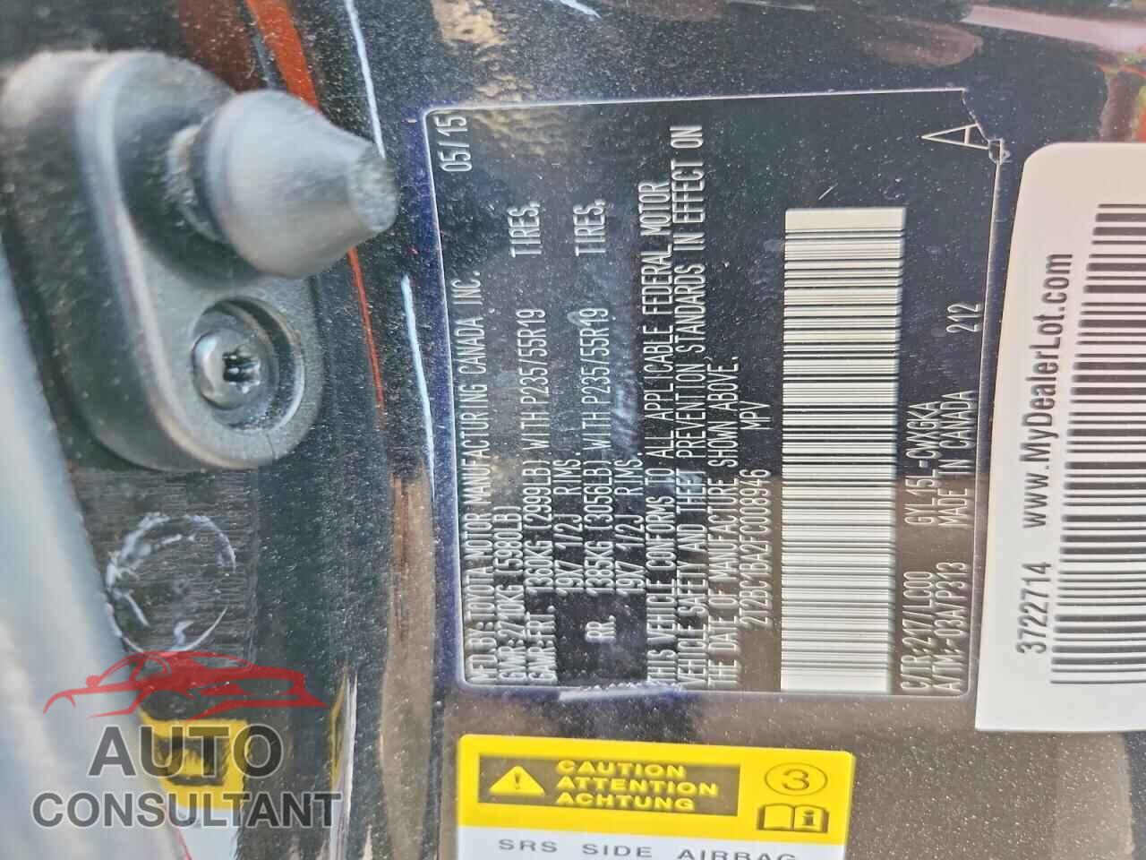 LEXUS RX450 2015 - 2T2BC1BA2FC008946