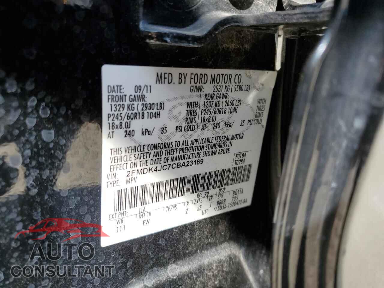 FORD EDGE 2012 - 2FMDK4JC7CBA23169