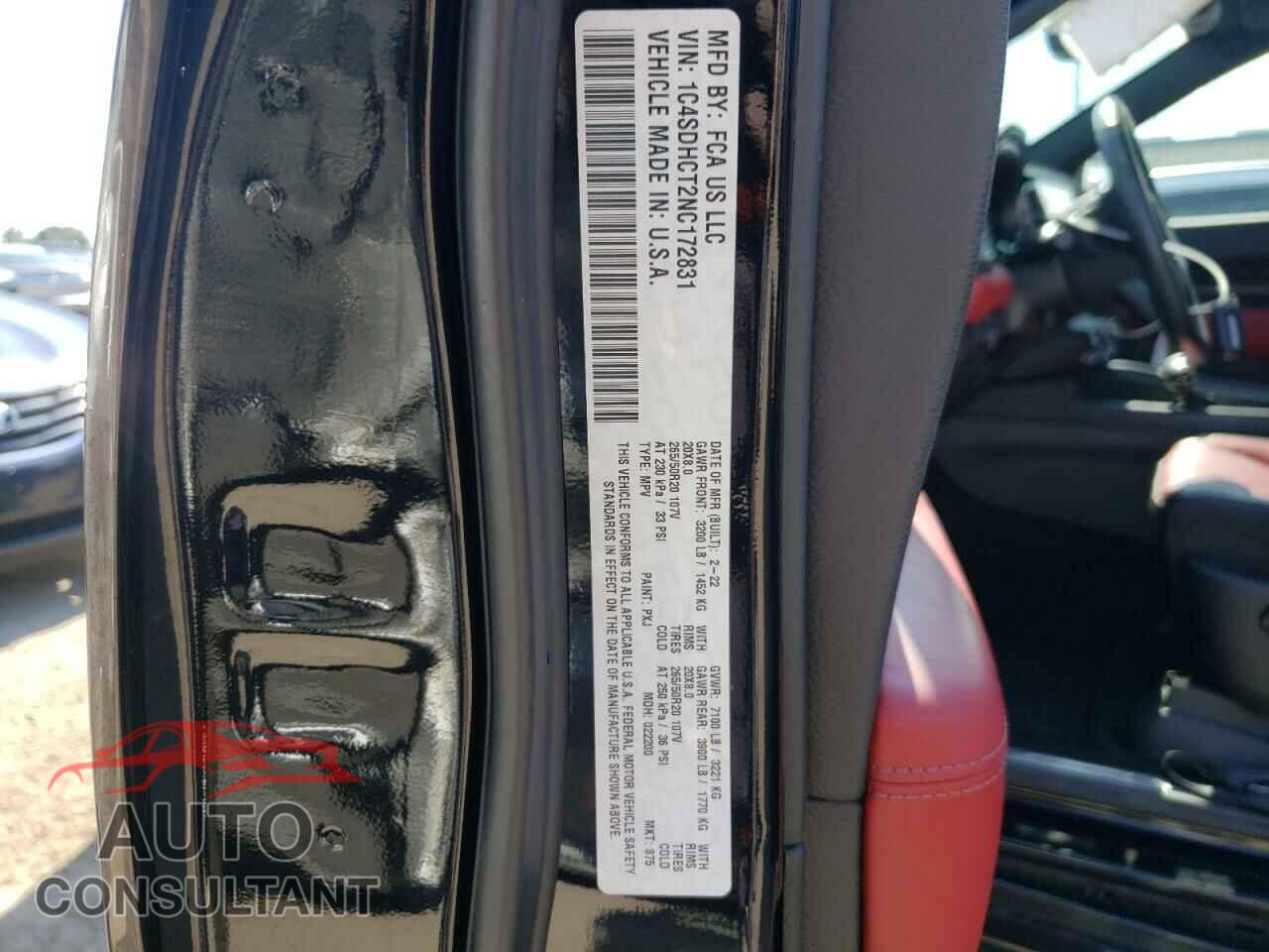 DODGE DURANGO 2022 - 1C4SDHCT2NC172831