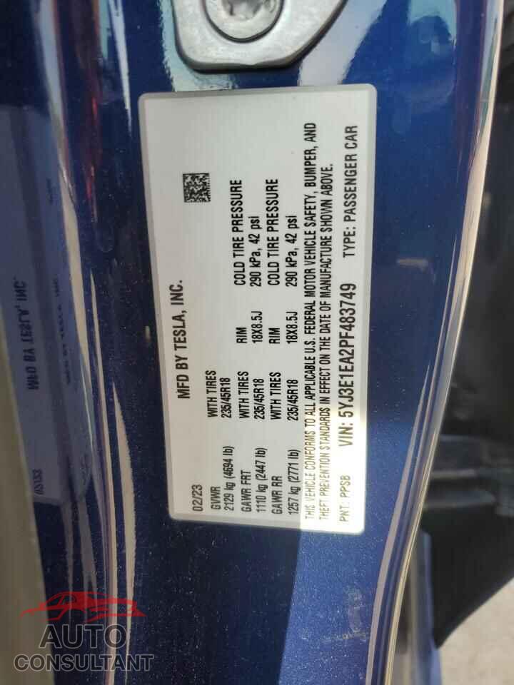 TESLA MODEL 3 2023 - 5YJ3E1EA2PF483749