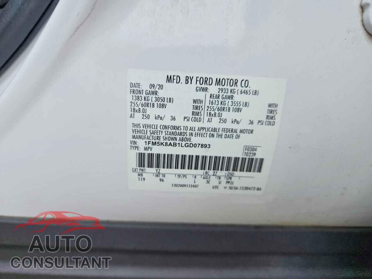 FORD EXPLORER 2020 - 1FM5K8AB1LGD07893