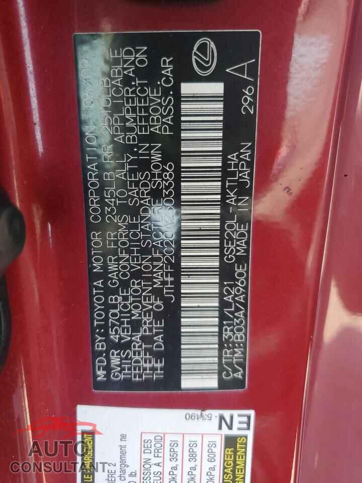 LEXUS IS 2010 - JTHFF2C20A2503386
