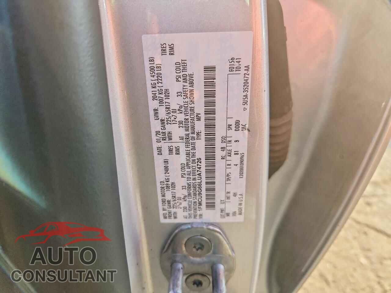 FORD ESCAPE 2020 - 1FMCU9G66LUA74726