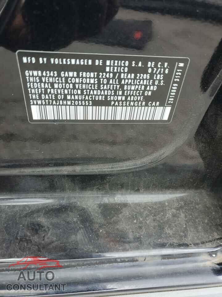 VOLKSWAGEN JETTA 2017 - 3VW5T7AJ8HM205553