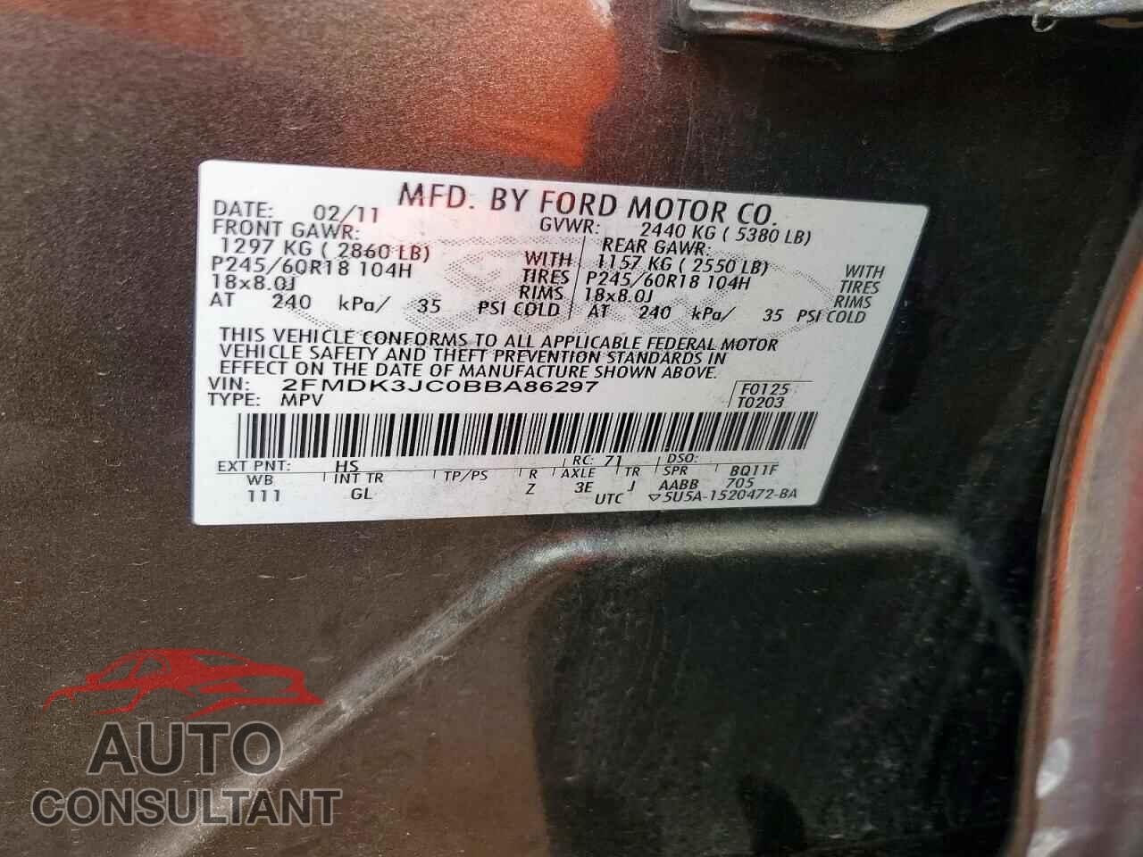 FORD EDGE 2011 - 2FMDK3JC0BBA86297