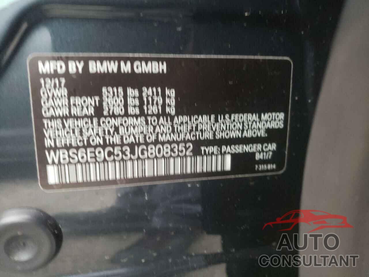 BMW M6 2018 - WBS6E9C53JG808352