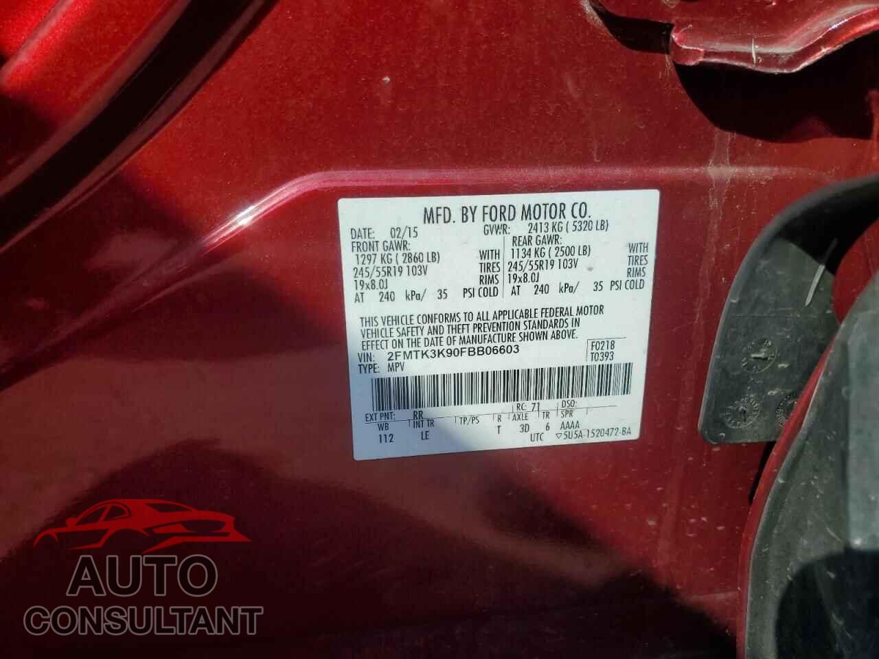 FORD EDGE 2015 - 2FMTK3K90FBB06603